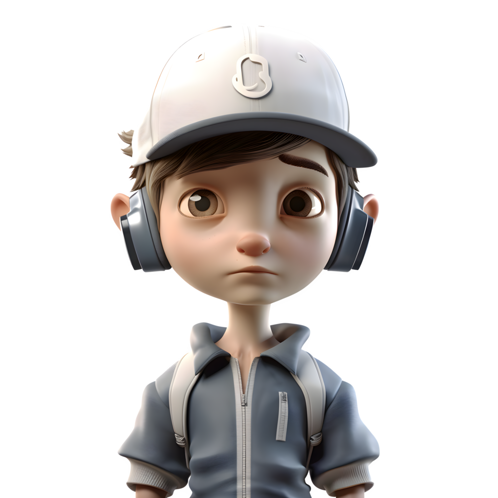 Confident 3D Driver with Headphone for Automotive or Transportation Advertising PNG Transparent Background