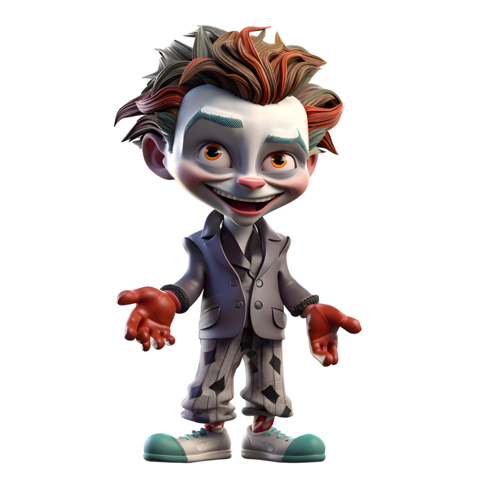 Mischievous 3D Joker Boy Ideal For Playing Card or Gambling Themes PNG Transparent Background