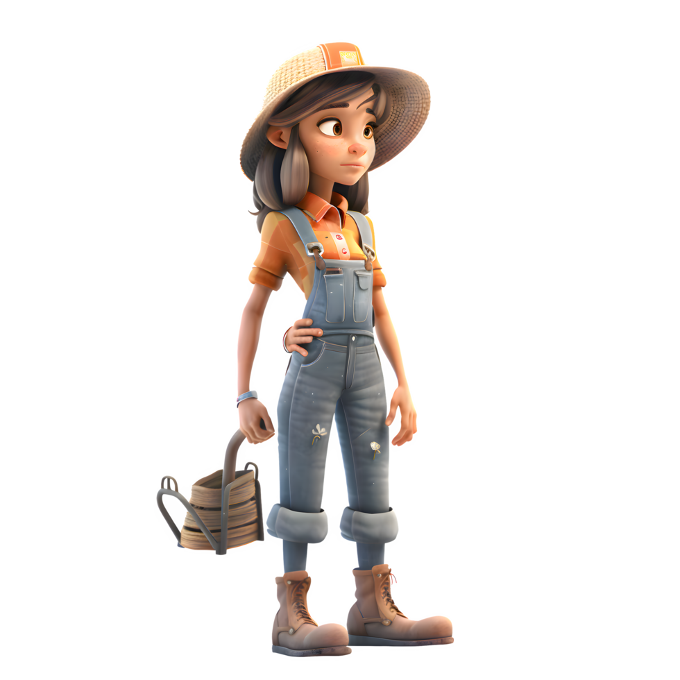 Cute and Capable 3D Farmer Women Skilled and Hardworking Characters for Agricultural Projects PNG Transparent Background