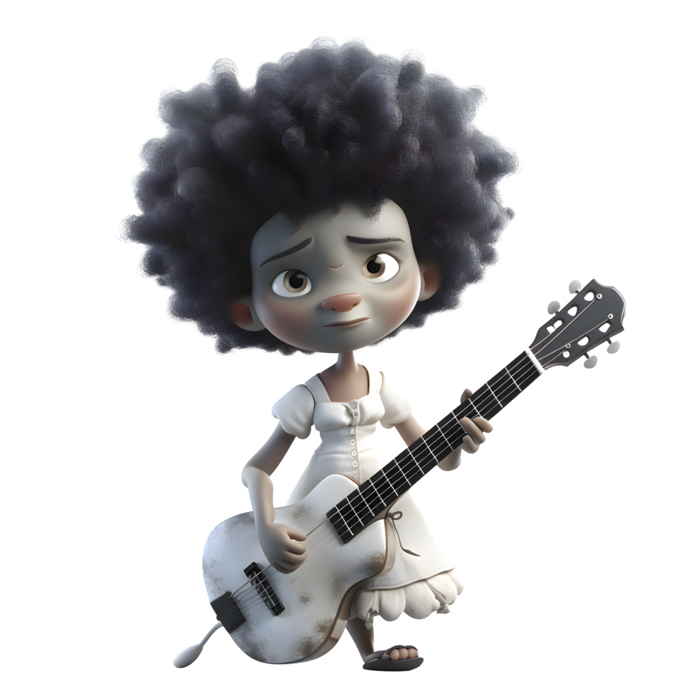 Animated 3D Girl Playing Music with Joy PNG Transparent Background