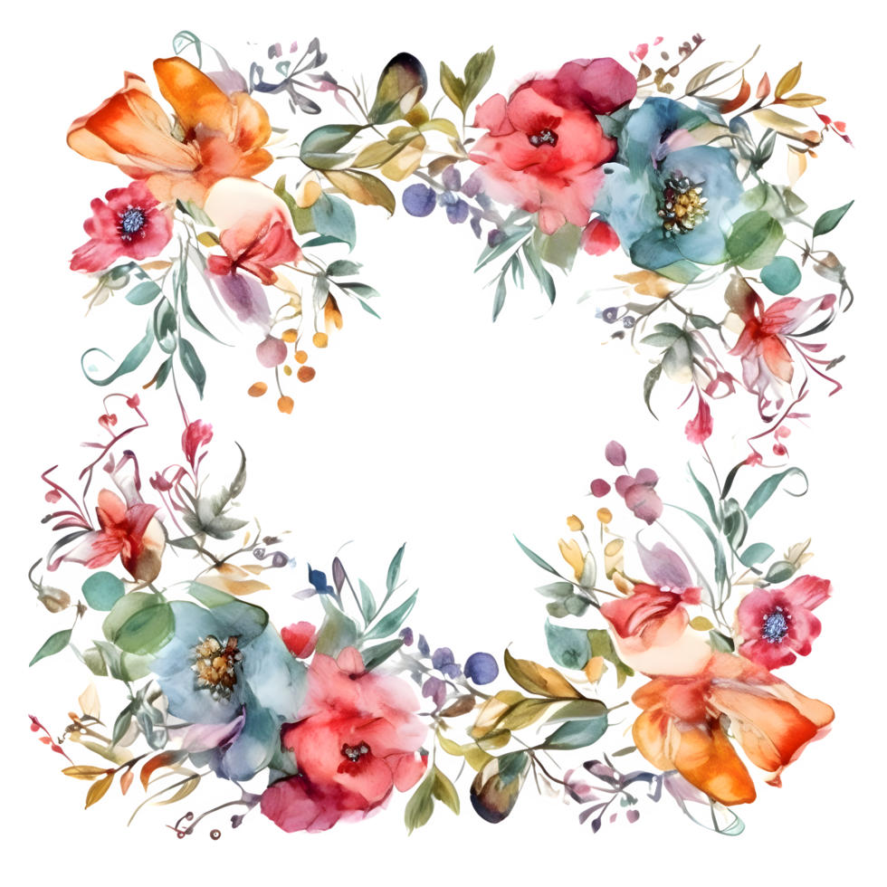 Hand Painted Floral Border with Blush Pink and Peach Flowers. Romantic and Dreamy Design. PNG Transparent Background