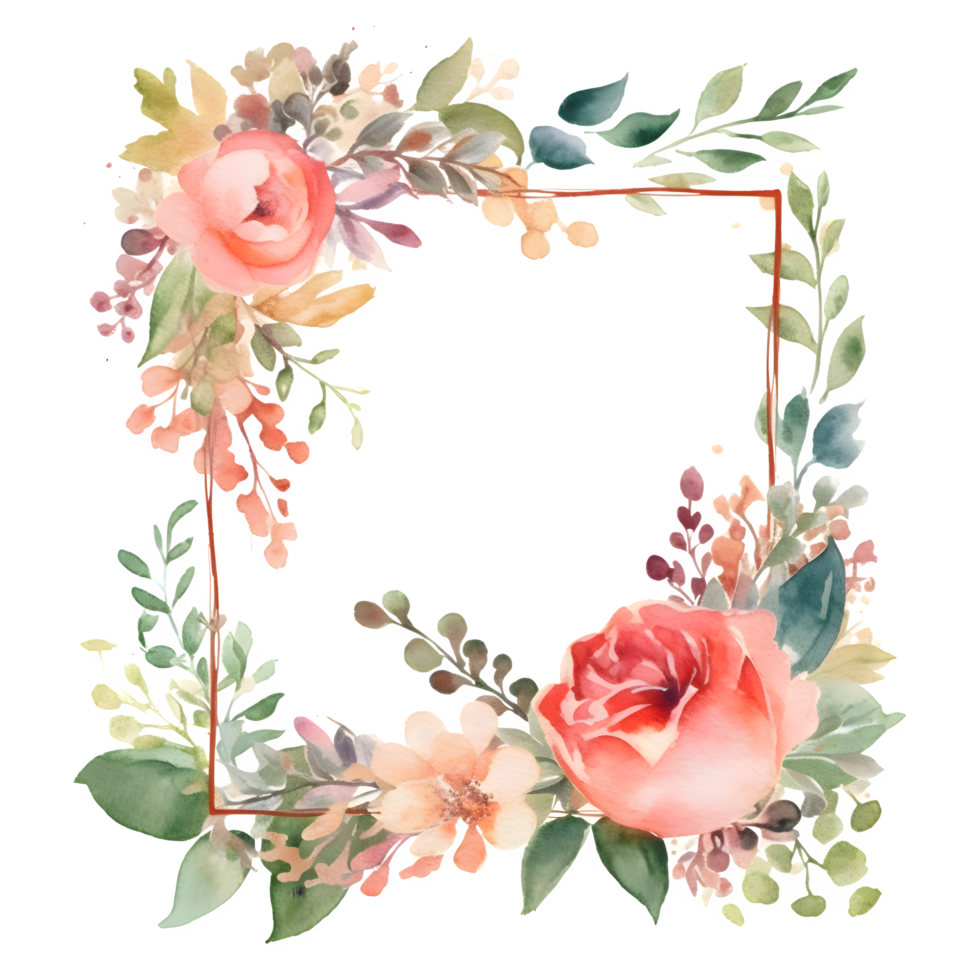 Garten Party Einladung mit Blumen- Rahmen und Pastell- Farben. png transparent Hintergrund