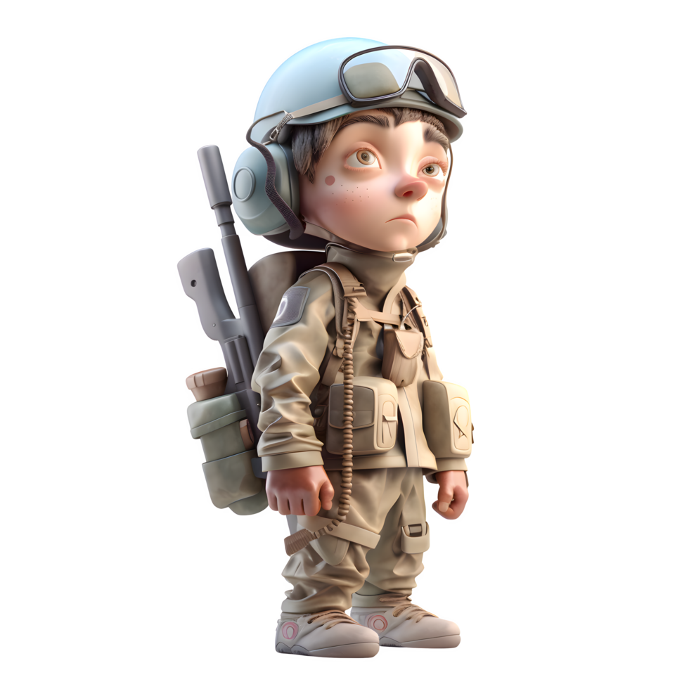 Soldier at Attention 3D Render of Army Man in Uniform on White Background PNG Transparent Background