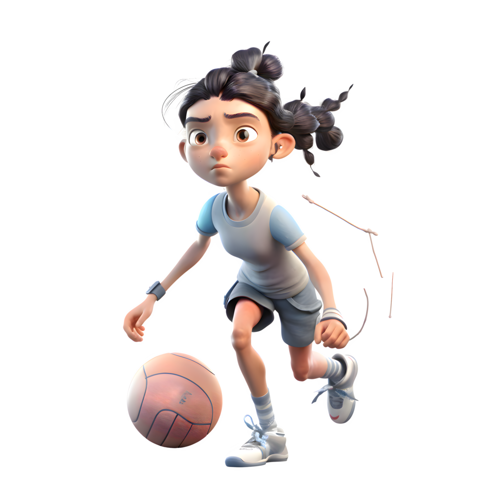 objetivo adquiridor 3d linda niña jugando cesta pelota png transparente antecedentes