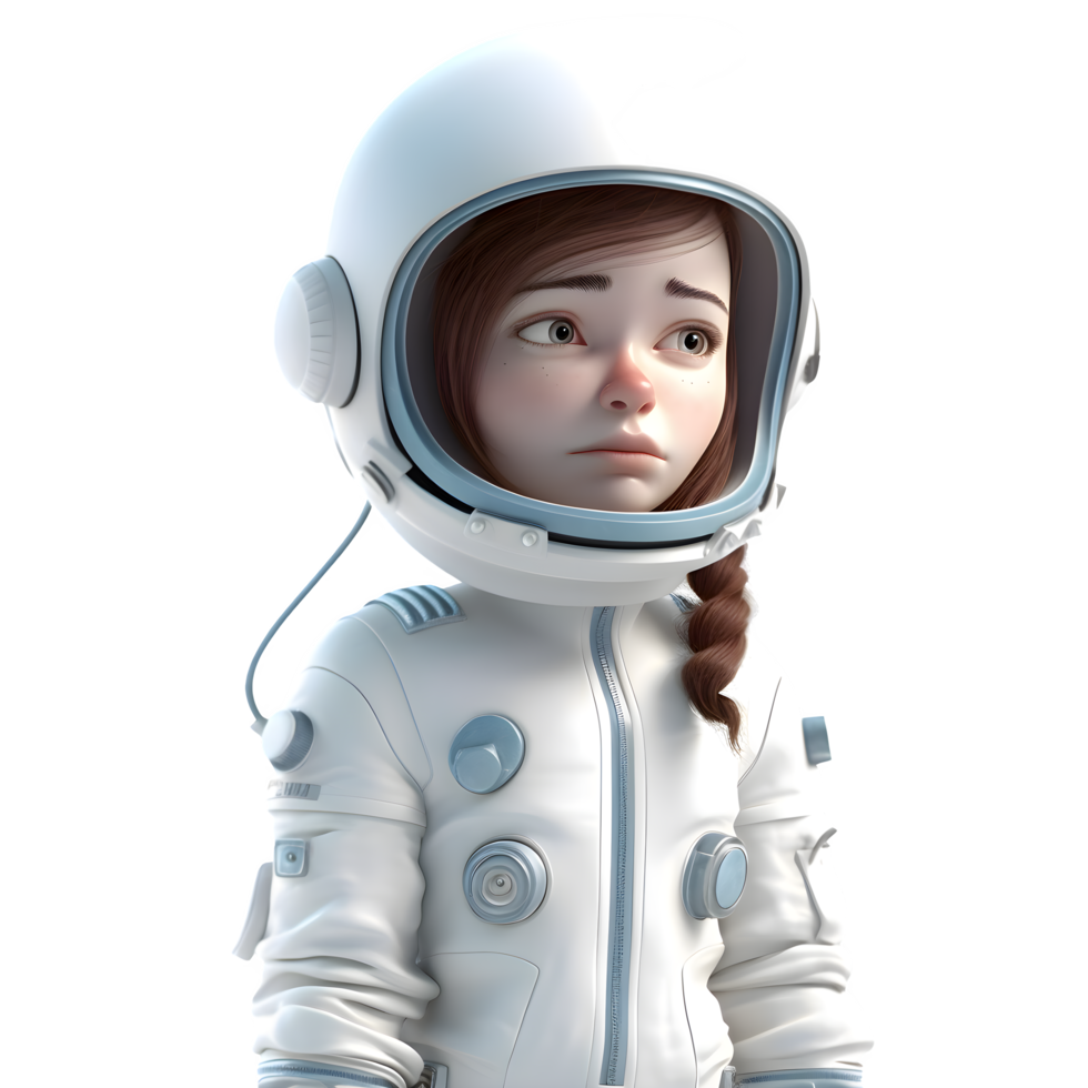 Space Explorer Girl 3D Cute Astronaut Character PNG Transparent Background