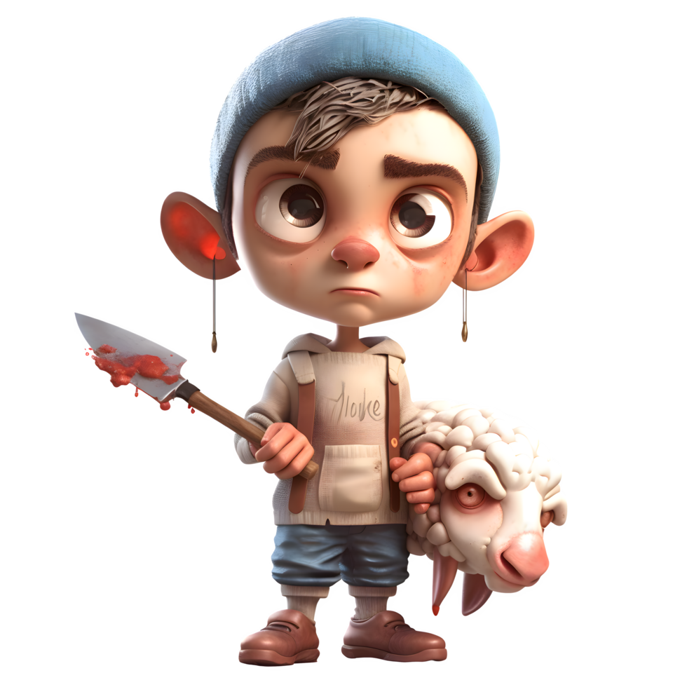 3D Rendered Butcher with Meat Cleaver Perfect for Meat Industry Projects PNG Transparent Background