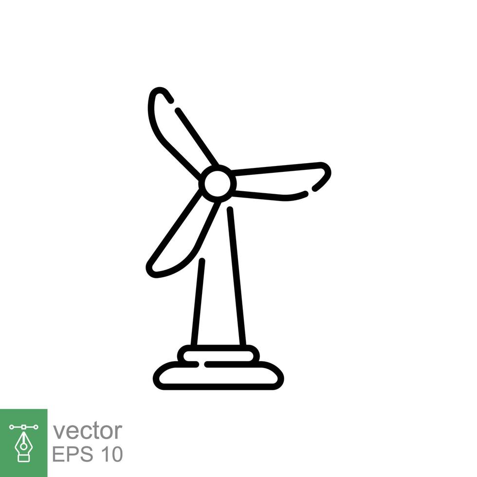 Wind turbine icon. Wind power plant, Sustainable and alternative energy concept. Simple outline style. Thin line symbol. Vector illustration isolated on white background. EPS 10.