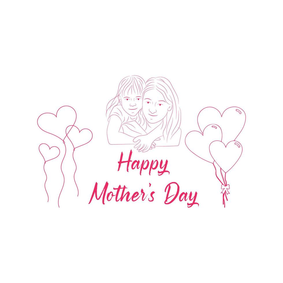 Happy mothers day celebration greeting card and  mom and child love vector