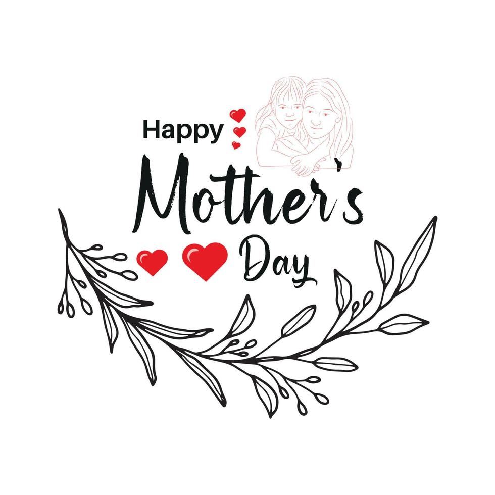 Happy mothers day celebration greeting card and  mom and child love vector