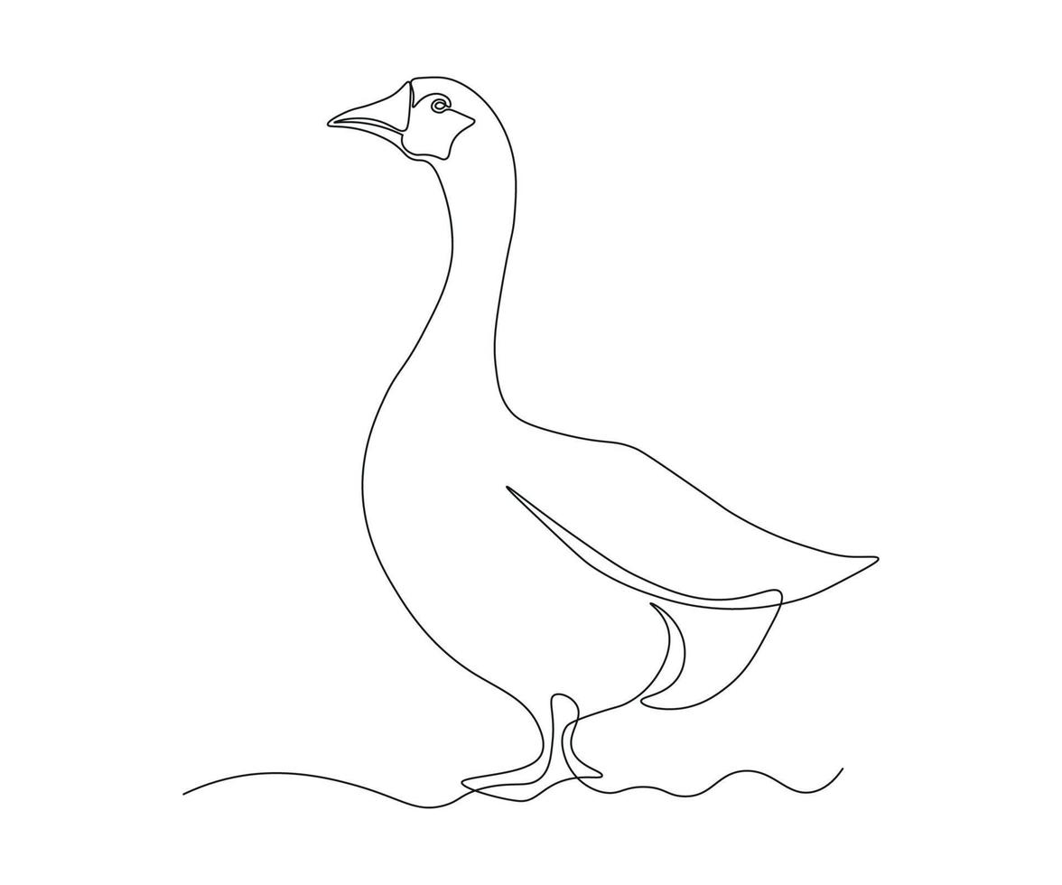 resumen aves de corral ganso continuo uno línea dibujo vector