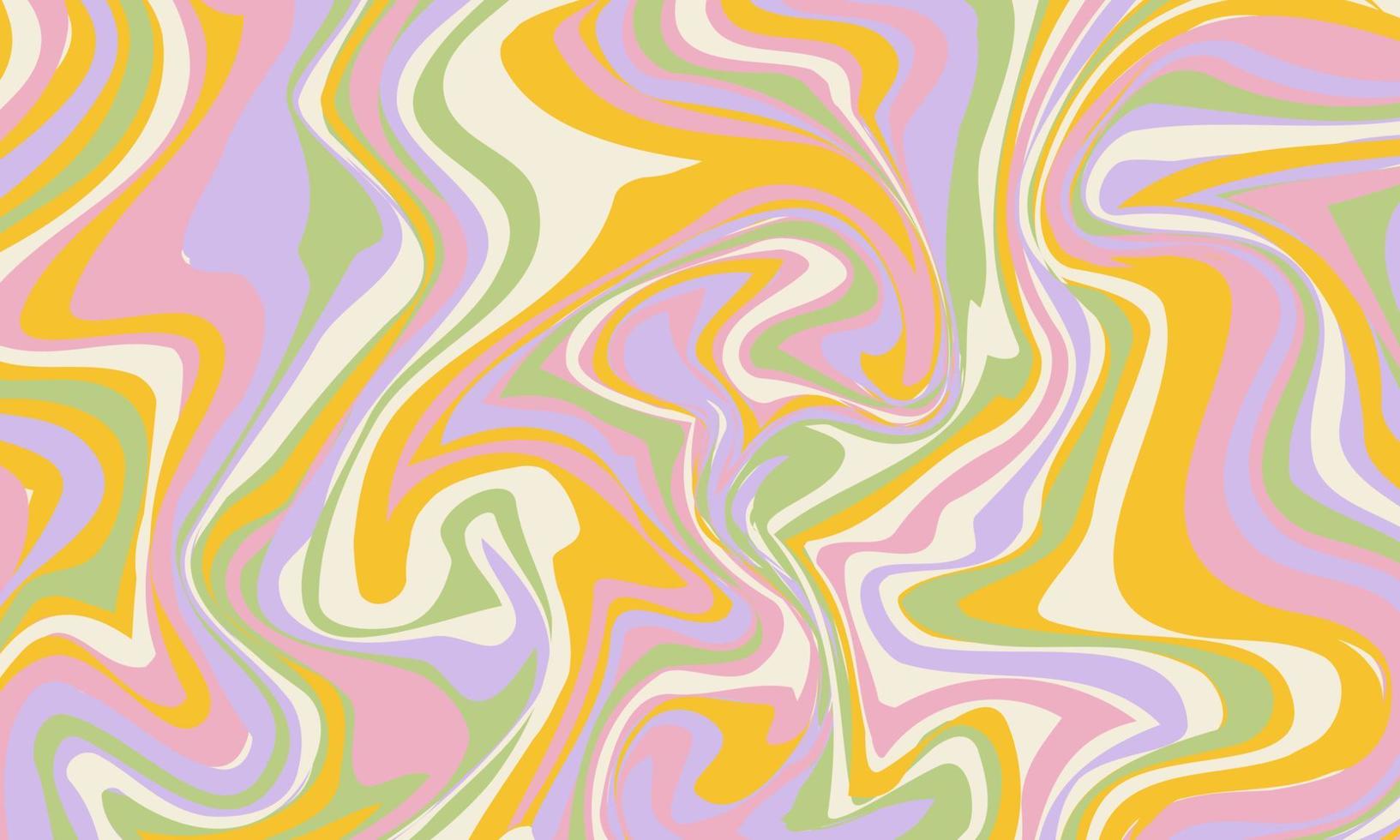 Psychedelic swirl groovy poster. Psychedelic retro wave wallpaper. Liquid groovy background. Vector design illustration.