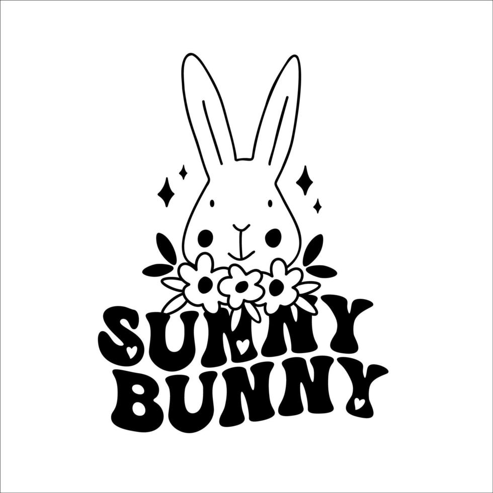 Sunny bunny SVG Cut File Design in retro style for Cricut and Silhouette. vector