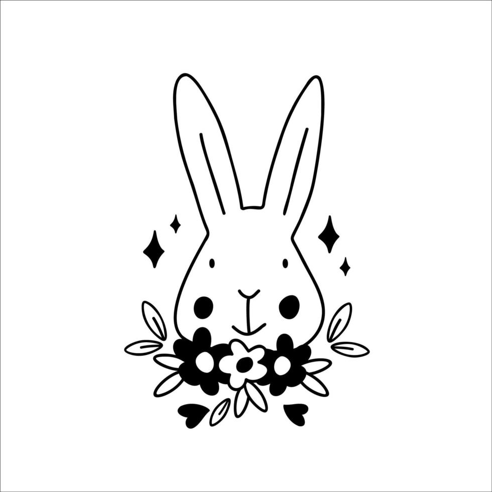 Cute Rabbit bunny SVG Cut File Design for Cricut and Silhouette. vector