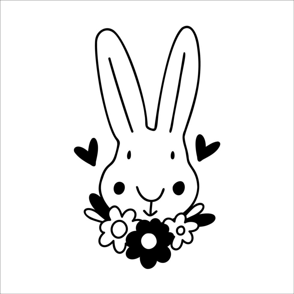 Cute Rabbit bunny SVG Cut File Design for Cricut and Silhouette. vector