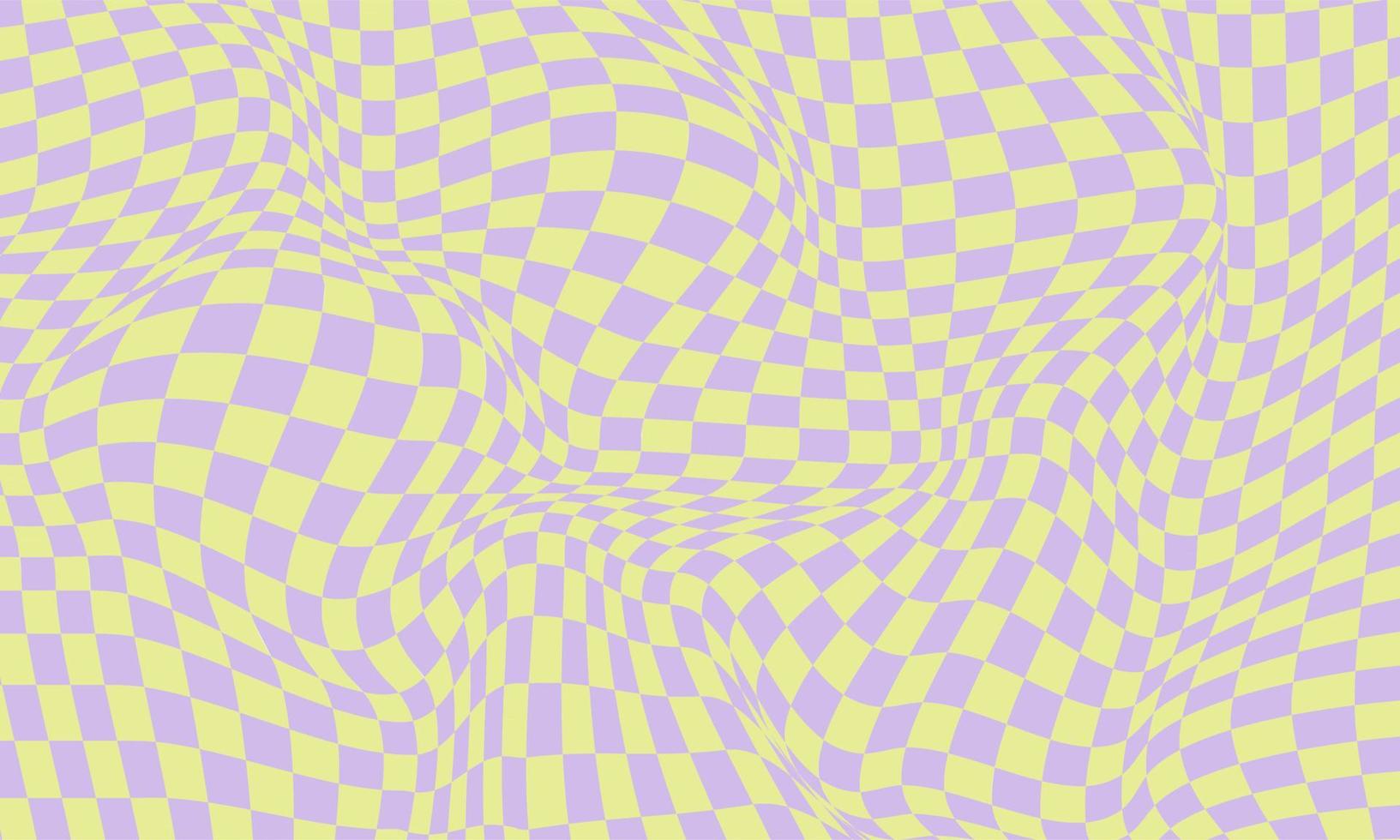 Trendy wavy green background. Vector illustration of checkered wallpaper with optical illusion