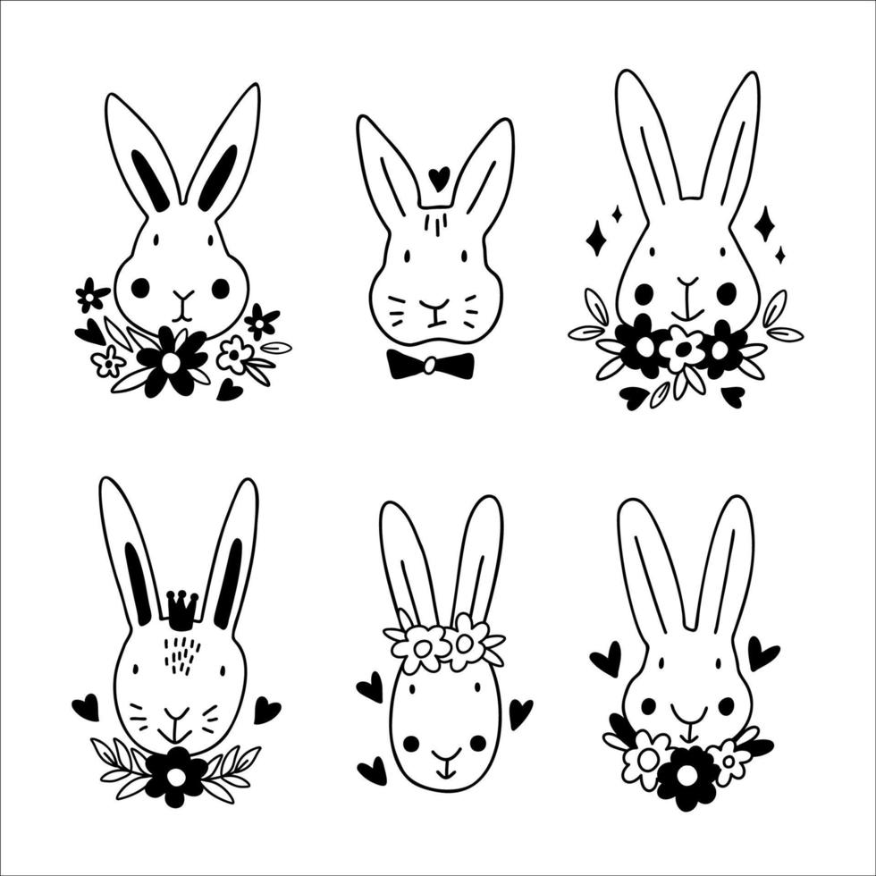 Cute Rabbit bunny SVG Cut File Design set for Cricut and Silhouette. vector