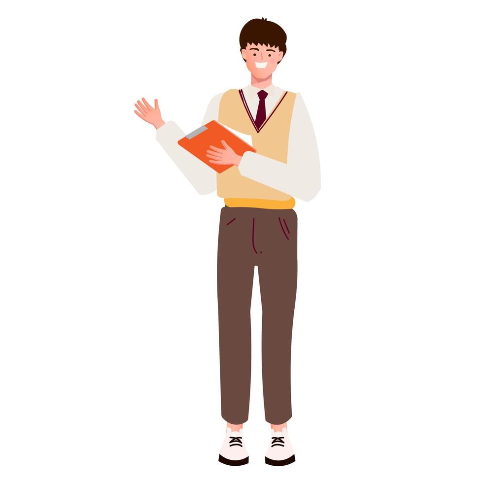 cute Korean student cartoon vector
