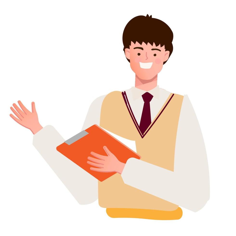 cute Korean student cartoon vector