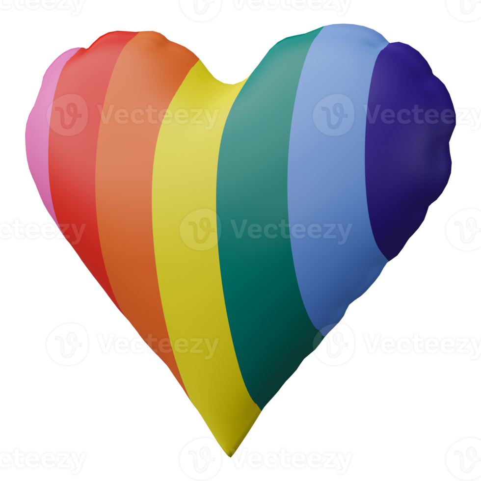 3D render, Pride LGBT on heart icon isolated on transparent background. png