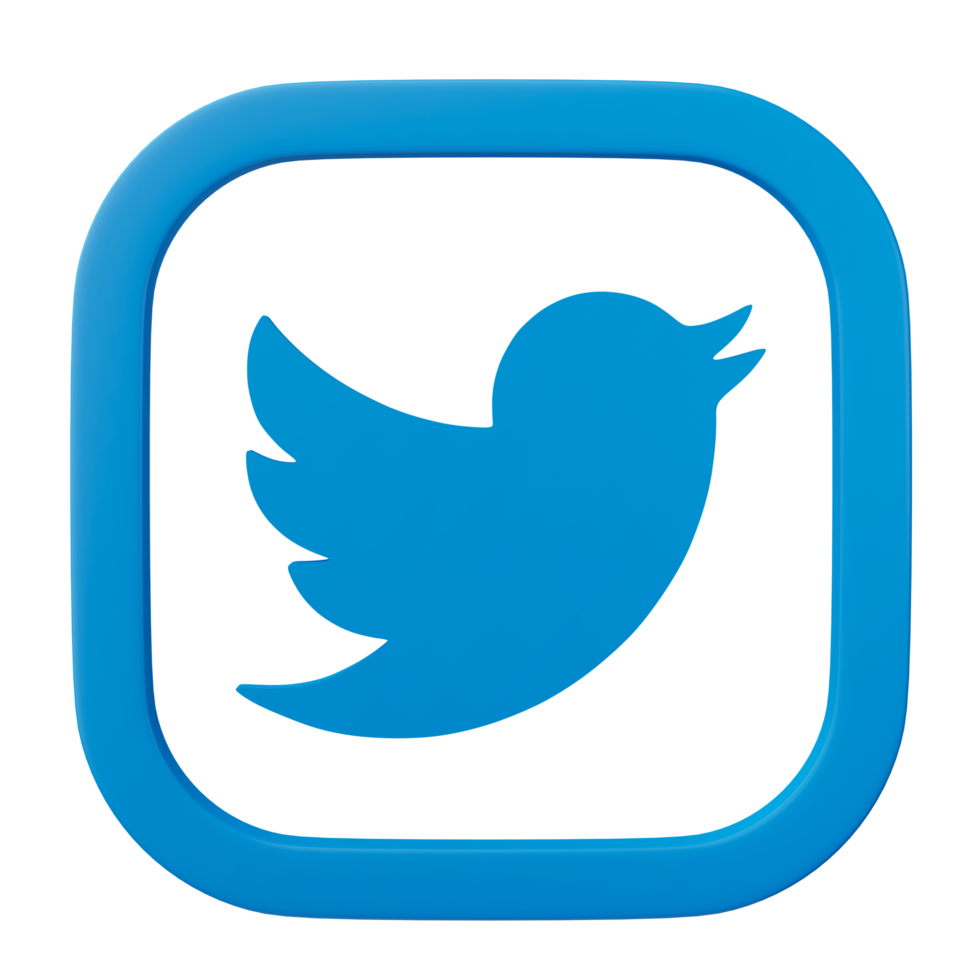 3d Twitter Logo Symbol isoliert auf transparent Hintergrund. png