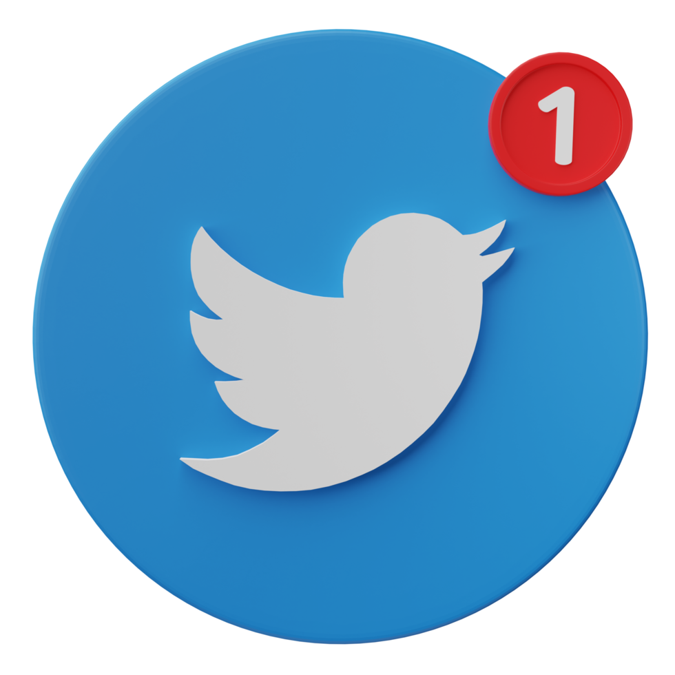 3d twitter logo icoon met nieuw kennisgeving geïsoleerd Aan transparant achtergrond. png