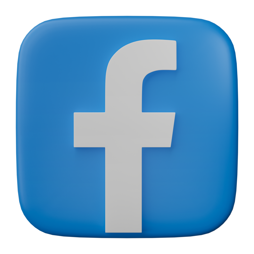 3D render, Facebook logo icon isolated on transparent background. png