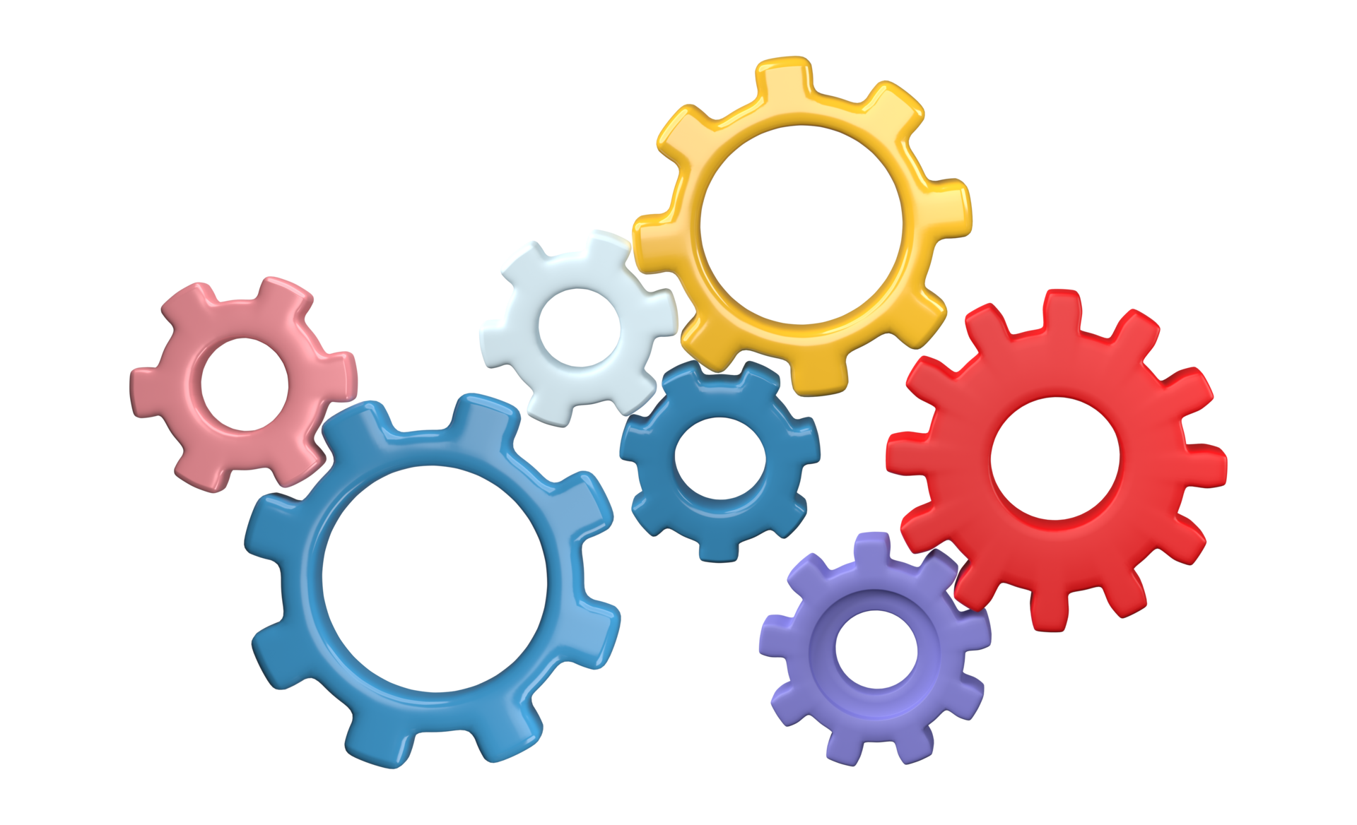 Set of gear icon 3D render, png file format. 22488739 PNG