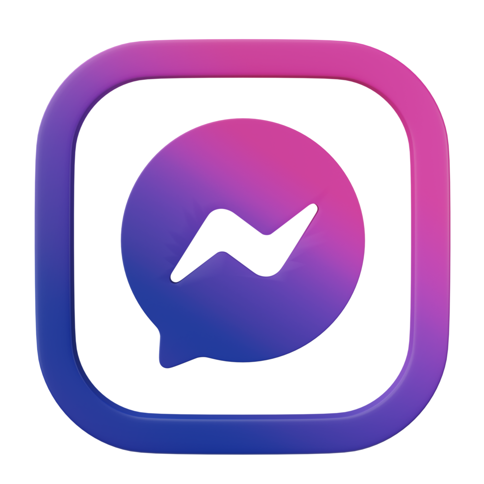 3D render, Meta chat messenger, Facebook messenger gradient pink blue icon bubble isolated on transparent background. png