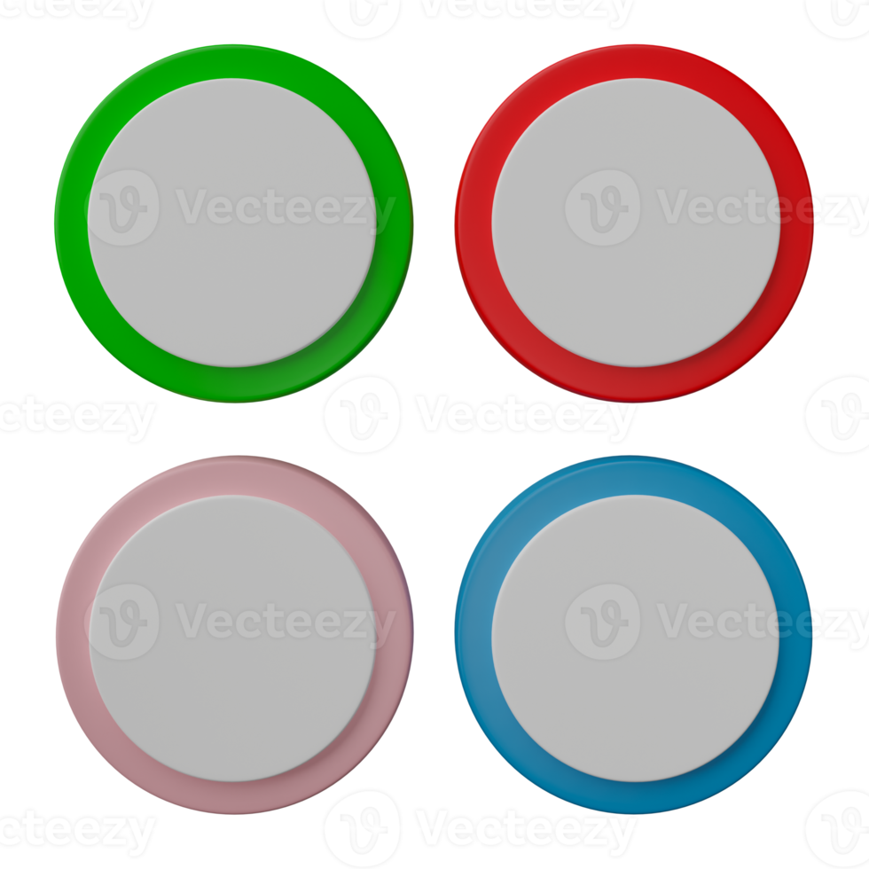 3d veroorzaken, reeks van kleur knop geïsoleerd Aan transparant achtergrond. png