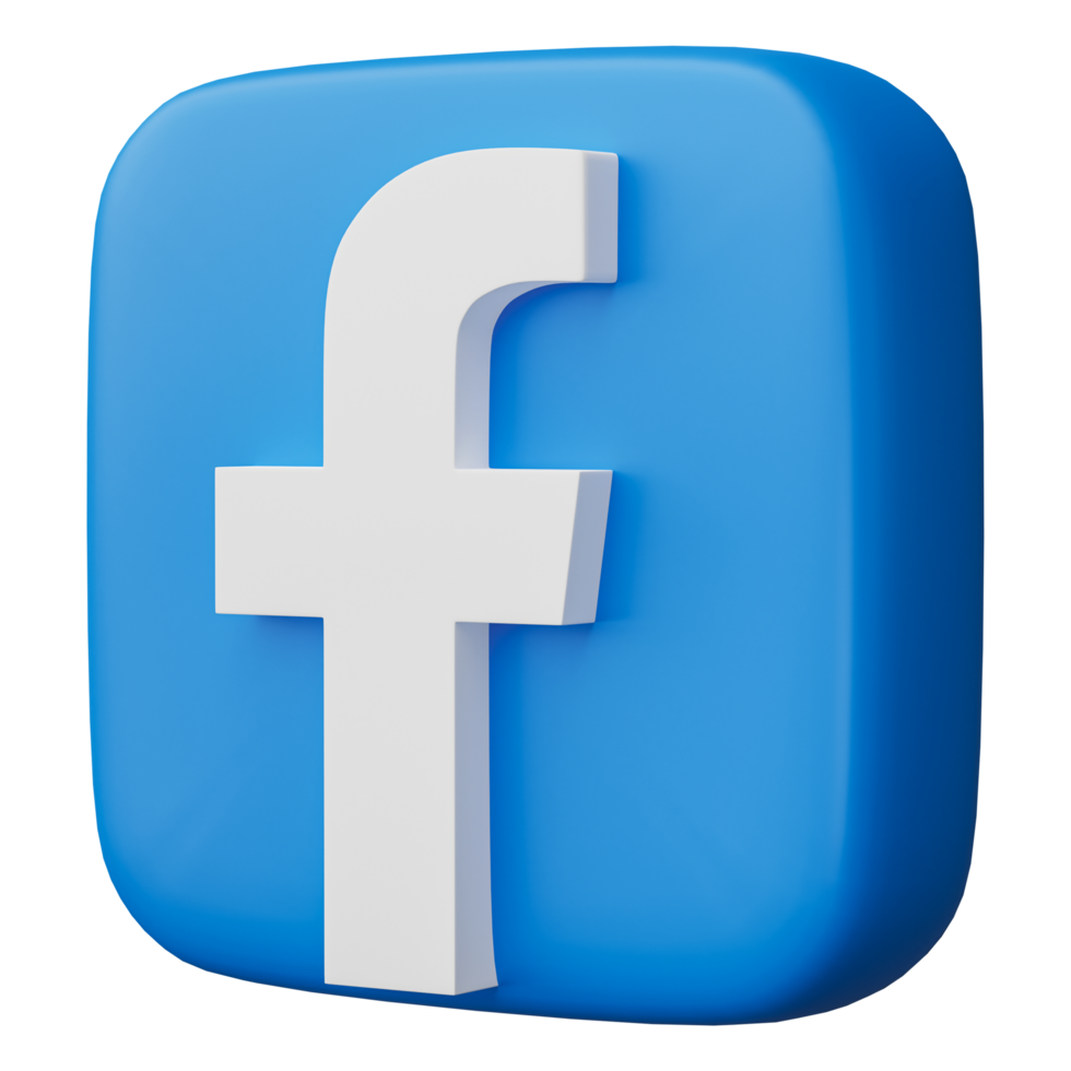 3d machen, Facebook Logo Symbol isoliert auf transparent Hintergrund. png