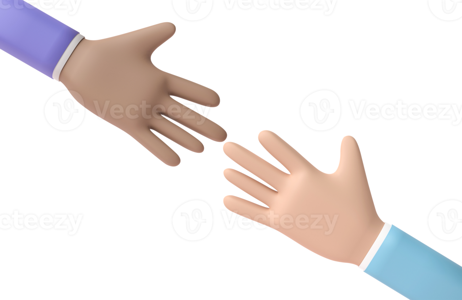 Helping hands isolated on transparent background. Cartoon character begging hand rescue concept. png