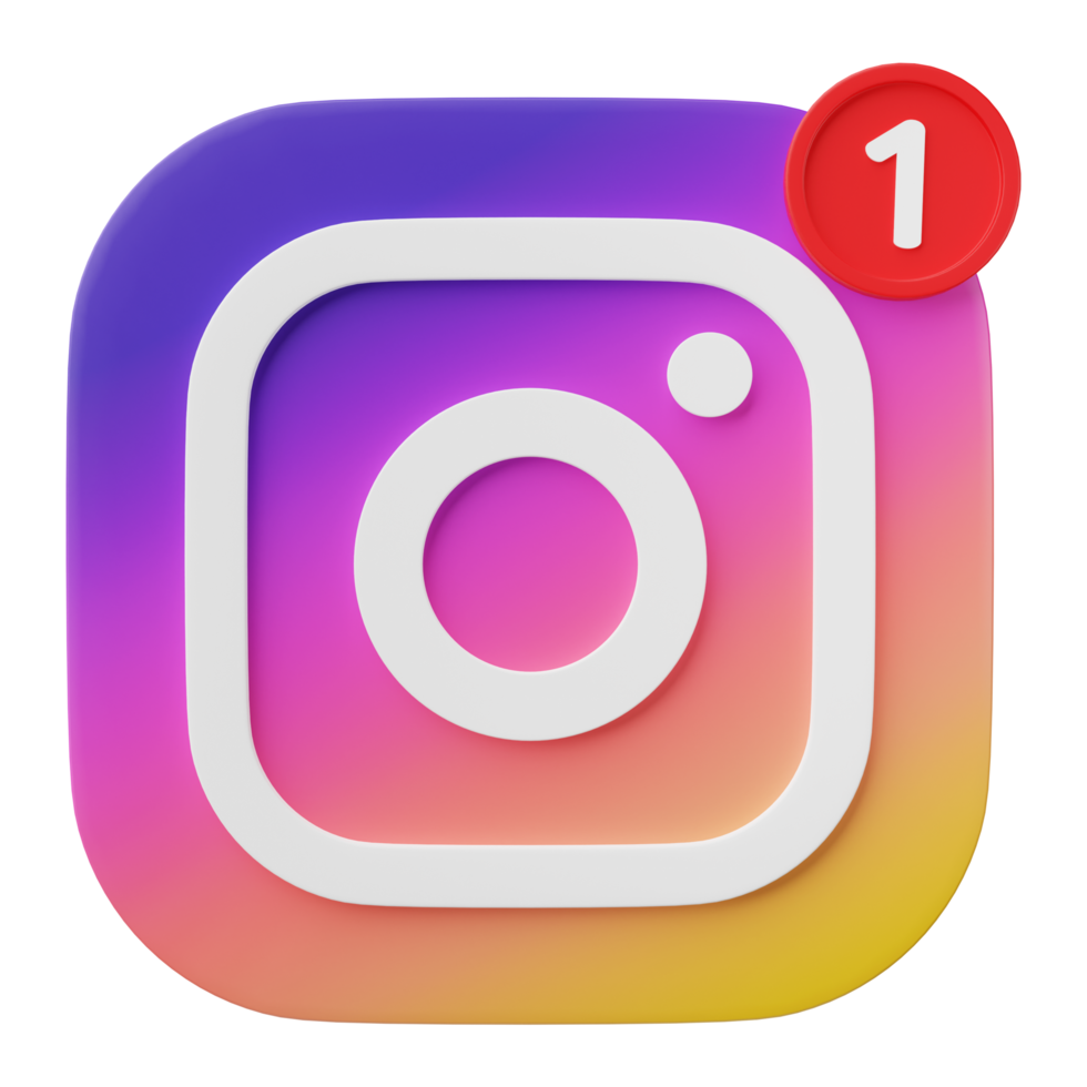 3d prestar, instagram logo icono con nuevo notificación aislado en transparente antecedentes. png