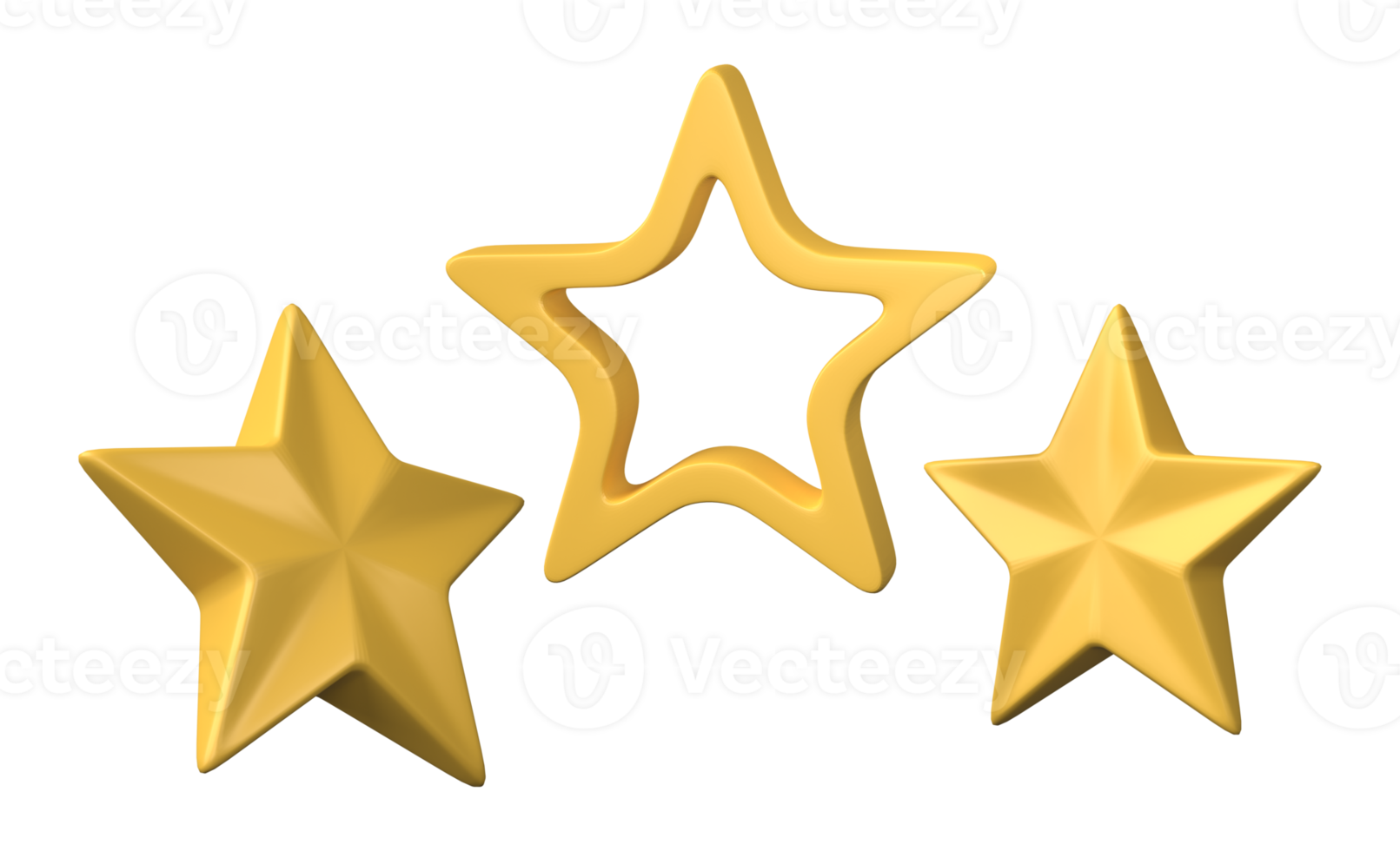 Set of Star icon 3D render, png file format.