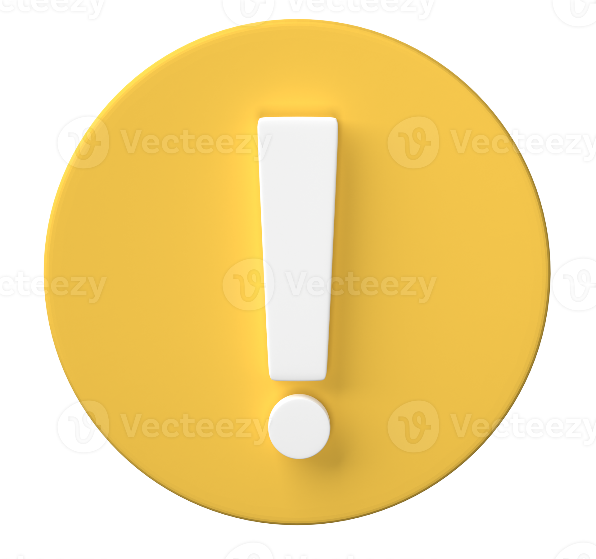 3D Exclamation mark symbol, caution sign icon isolated on transparent