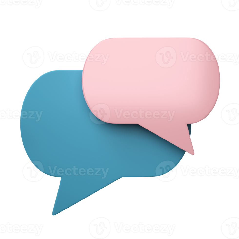 3D speech bubble talk isolated on transparent background, png file.