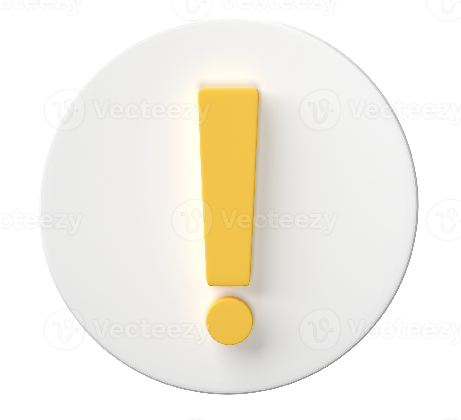 3D Exclamation mark symbol, caution sign icon isolated on transparent