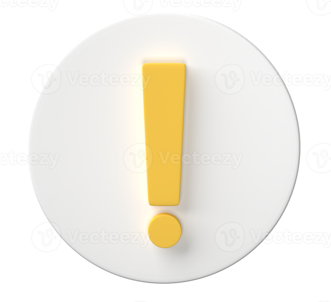 3d esclamazione marchio simbolo, attenzione cartello icona isolato su trasparente sfondo png file.