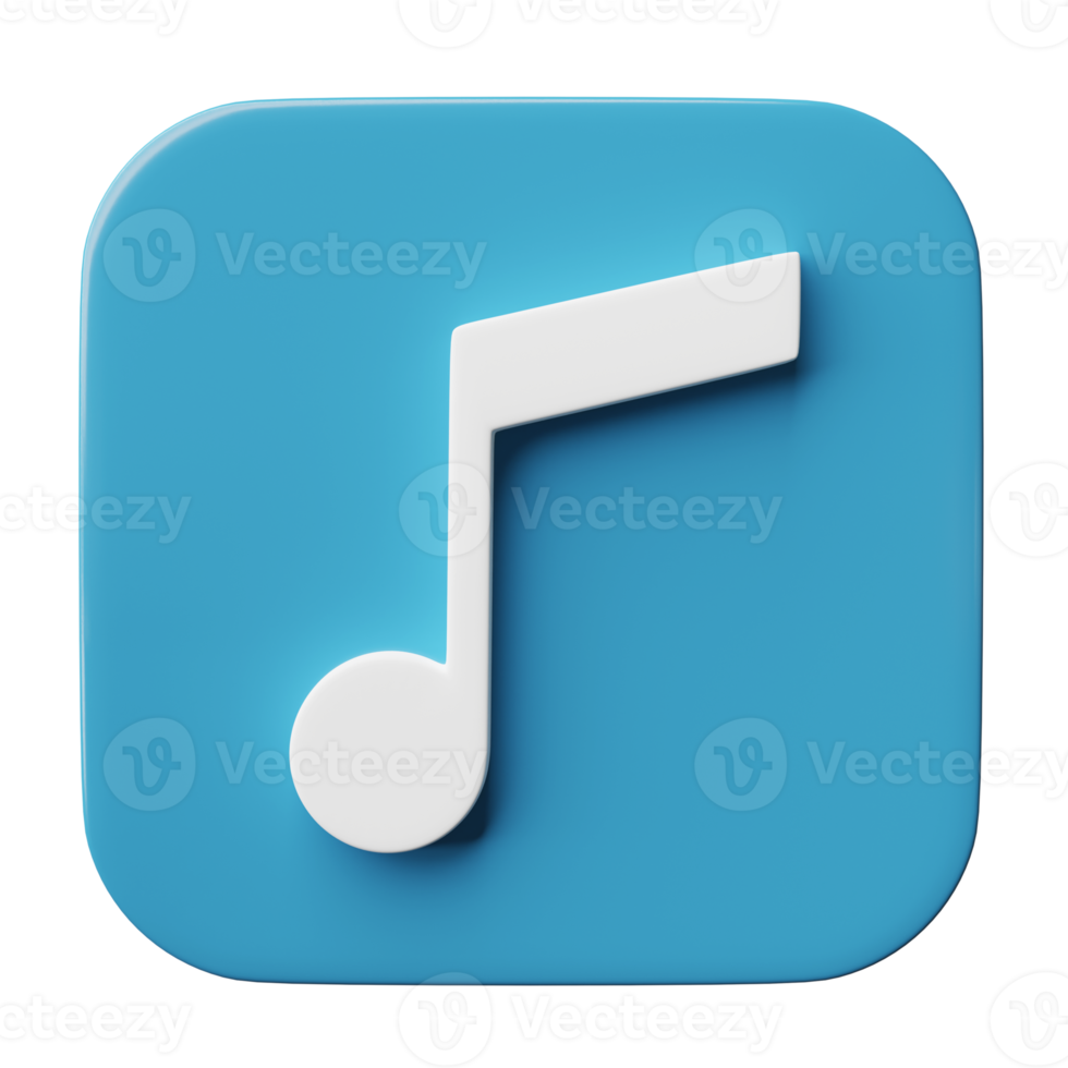 3d musik notera ikon isolerat på transparent bakgrund, png fil.