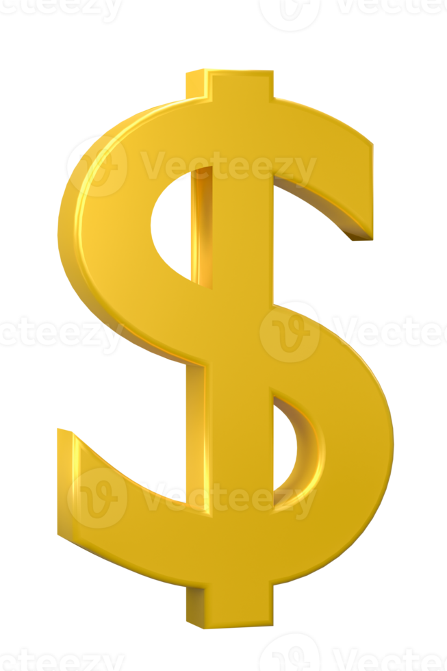 3d weergave, dollar symbool geïsoleerd Aan transparant achtergrond. png