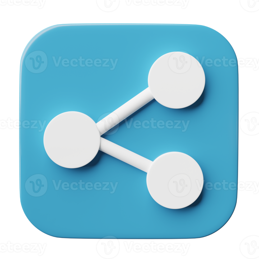 3D Share icon isolated on transparent background, png file.