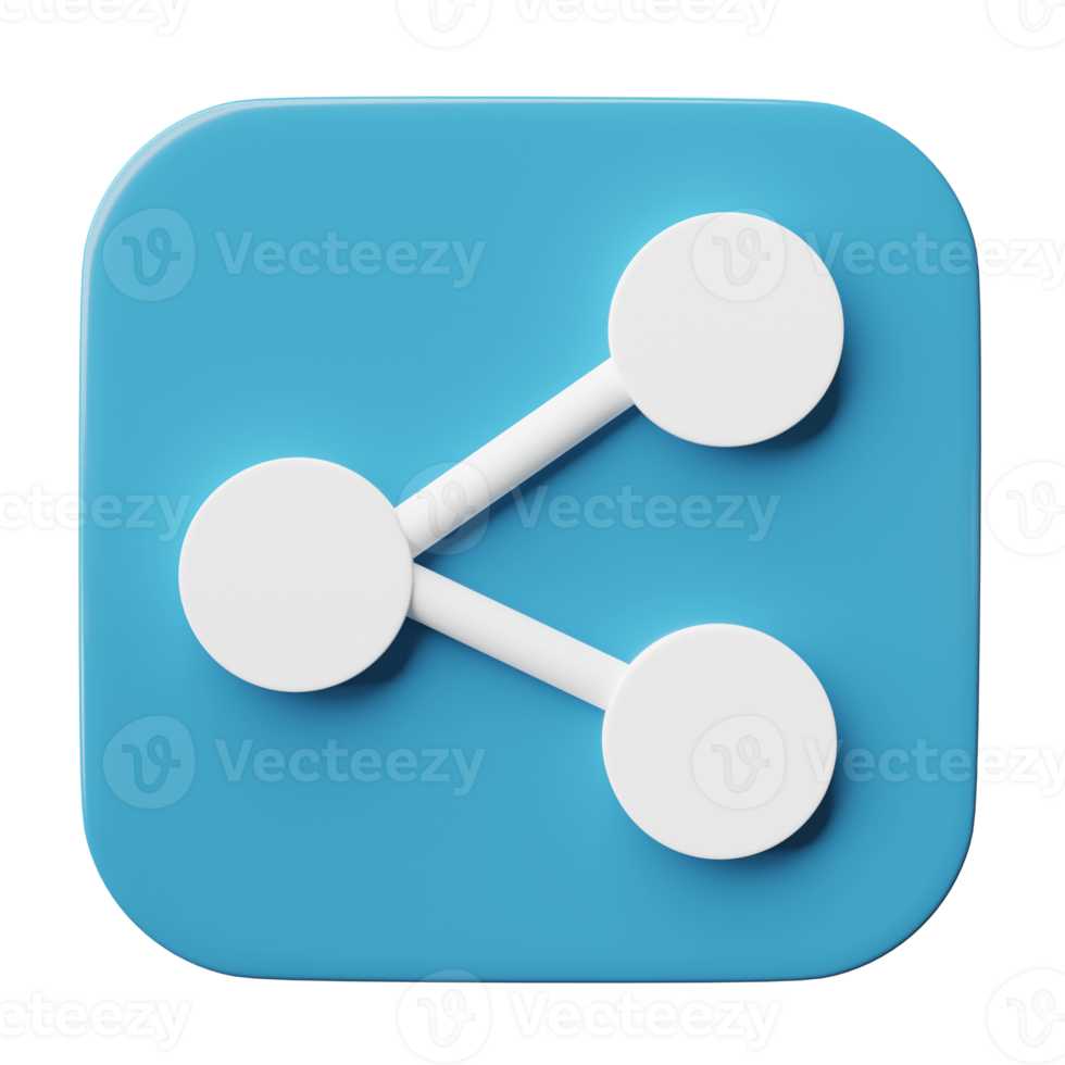 3d dela med sig ikon isolerat på transparent bakgrund, png fil.