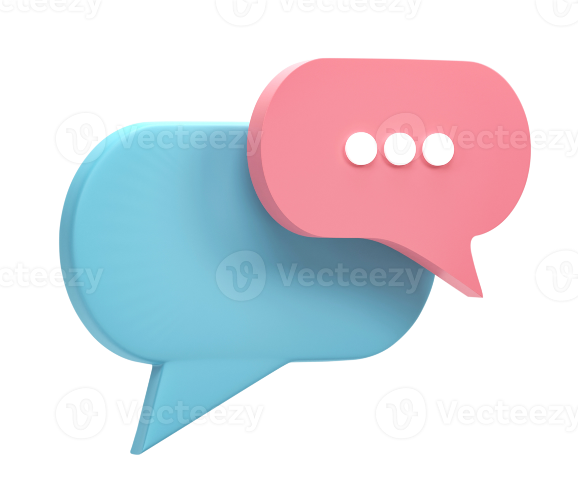 3D rendering. Chat bubble icon isolated on transparent background png