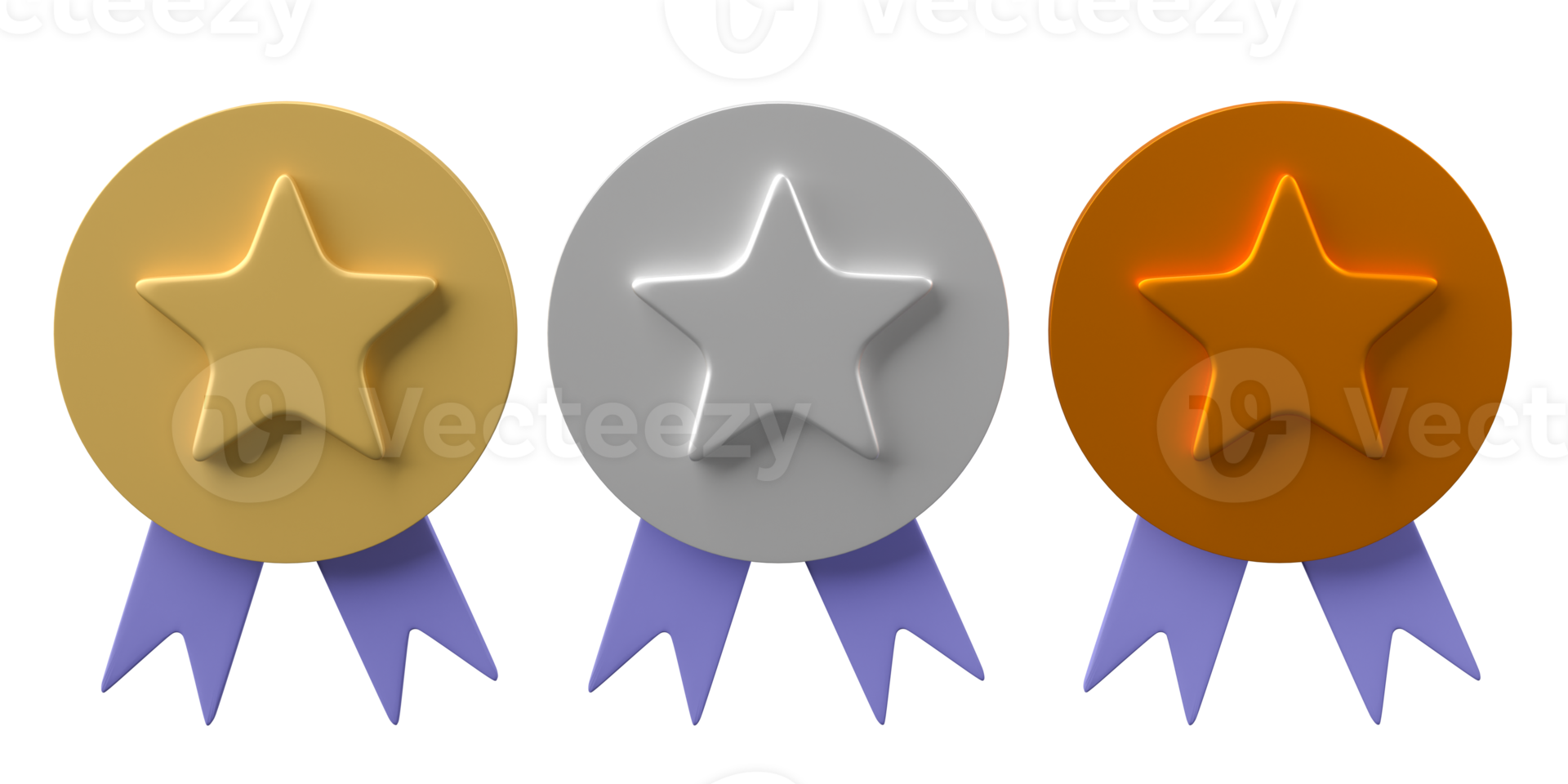 3D rendering, Winner quality medal with star isolated on transparent background png