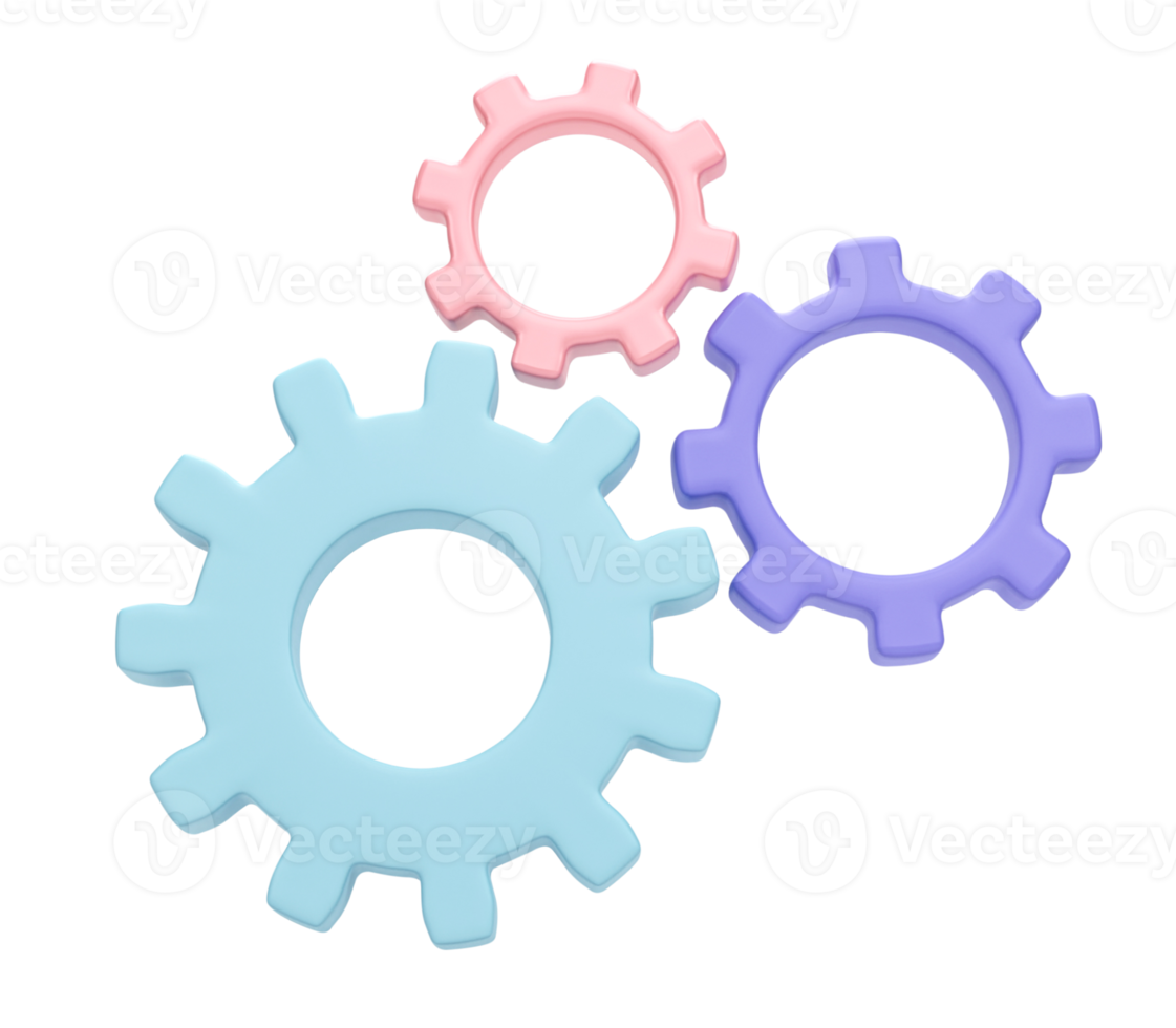 3d representación, mínimo engranaje símbolo aislado en transparente antecedentes png