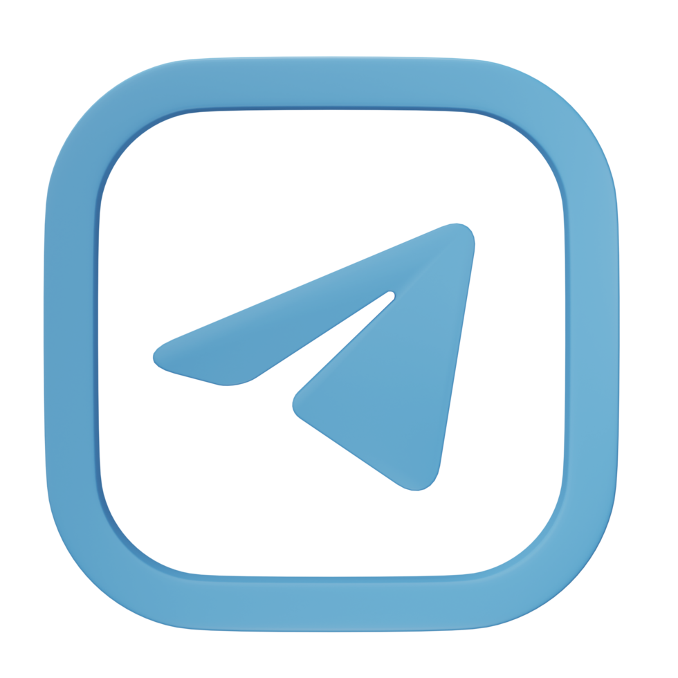 3d tolkning. telegram app ikon isolerat på transparent bakgrund. telegram är ett uppkopplad social media nätverk. png