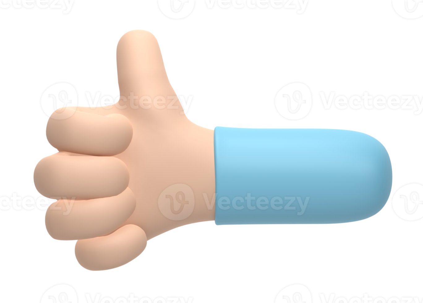 3D rendering, Cartoon character hand shows thumb up, like gesture isolated on transparent background png