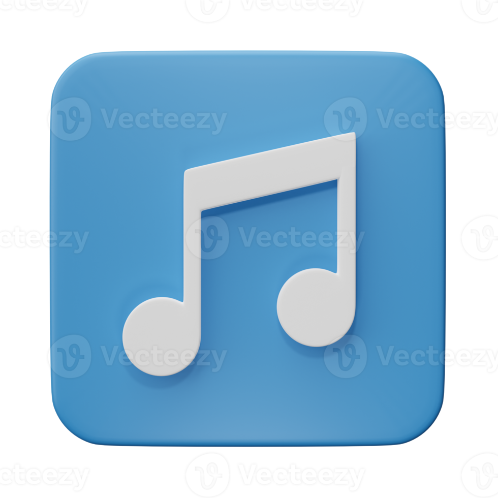 3d le rendu. la musique Remarque icône isolé sur transparent Contexte. conception élément pour chanson, mélodie ou régler. png