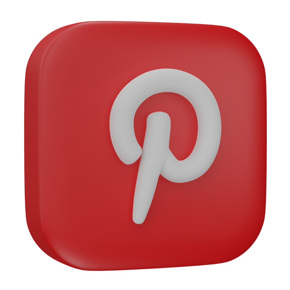 3D, Pinterest application logo isolated on transparent background. png