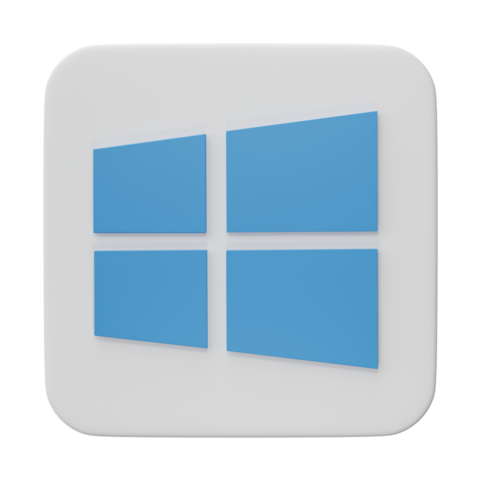 3D, Windows top brand operating system logos, isolated on transparent background. png