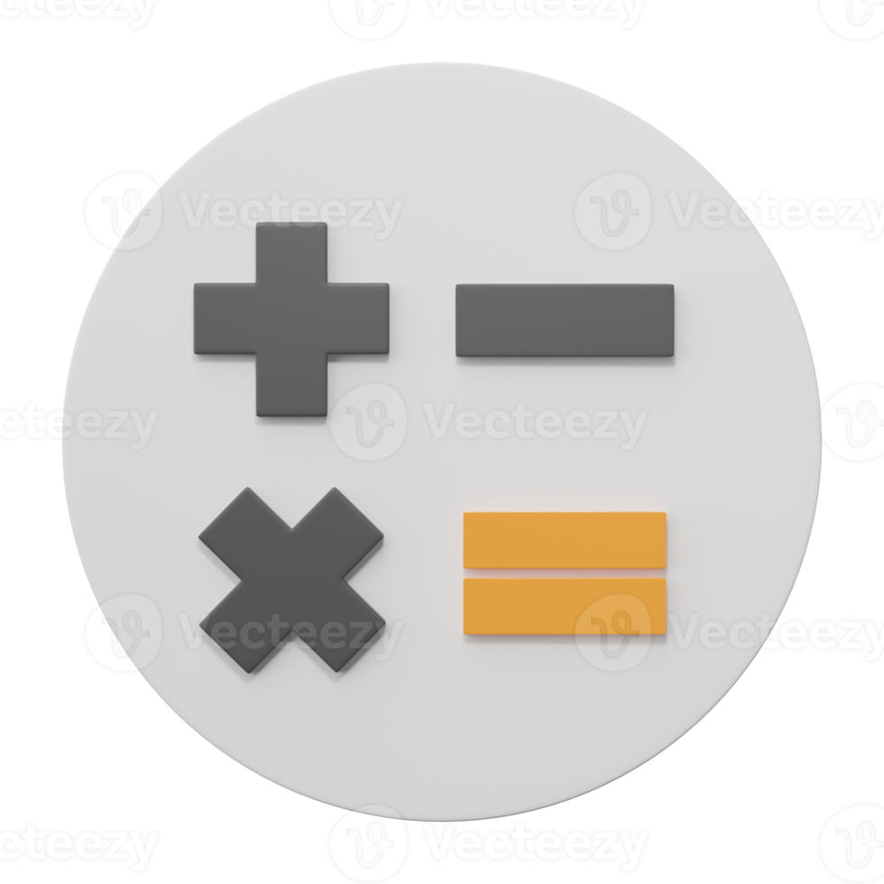 3D render, Calculator icon sign isolated on transparent background. png